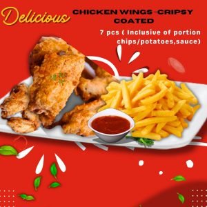 2. . Crispy Coated Chicken Wings - 7pcs (Portion Inclusive Of Chips /potatoes,sauce)