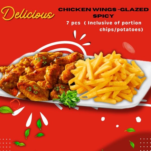 5. Glazed Spicy Chicken Wings - 7pcs (Portion Inclusive Of Chips /potatoes,sauce)