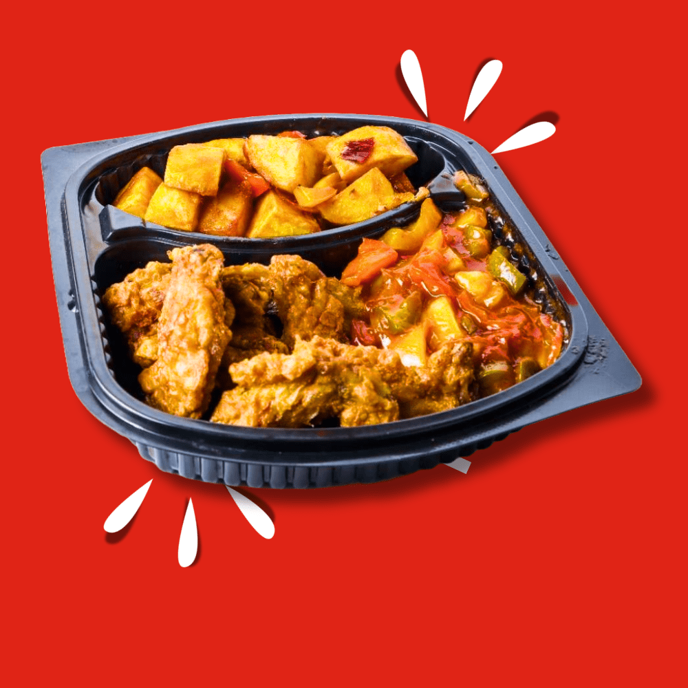 25. CRISPY GLAZED COATED CHICKEN WINGS - 21pcs (Inclusive of Full Chips/Potatoes,sauce)